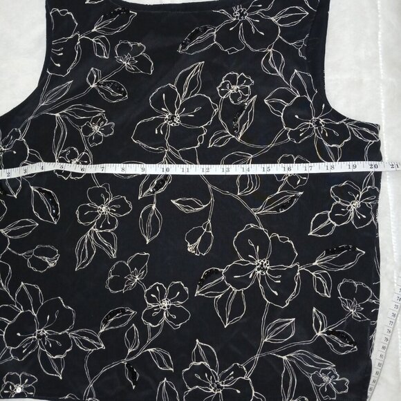 JOSEPHINE CHAUS Black Floral Sequined SILK Suit Blouse Top, size 14 - Picture 6 of 6
